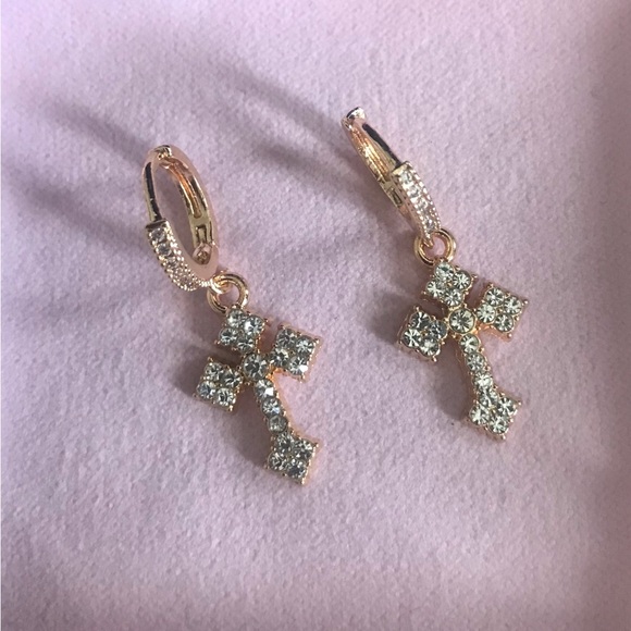 Jewelry - Elegant Gold Cross Earrings